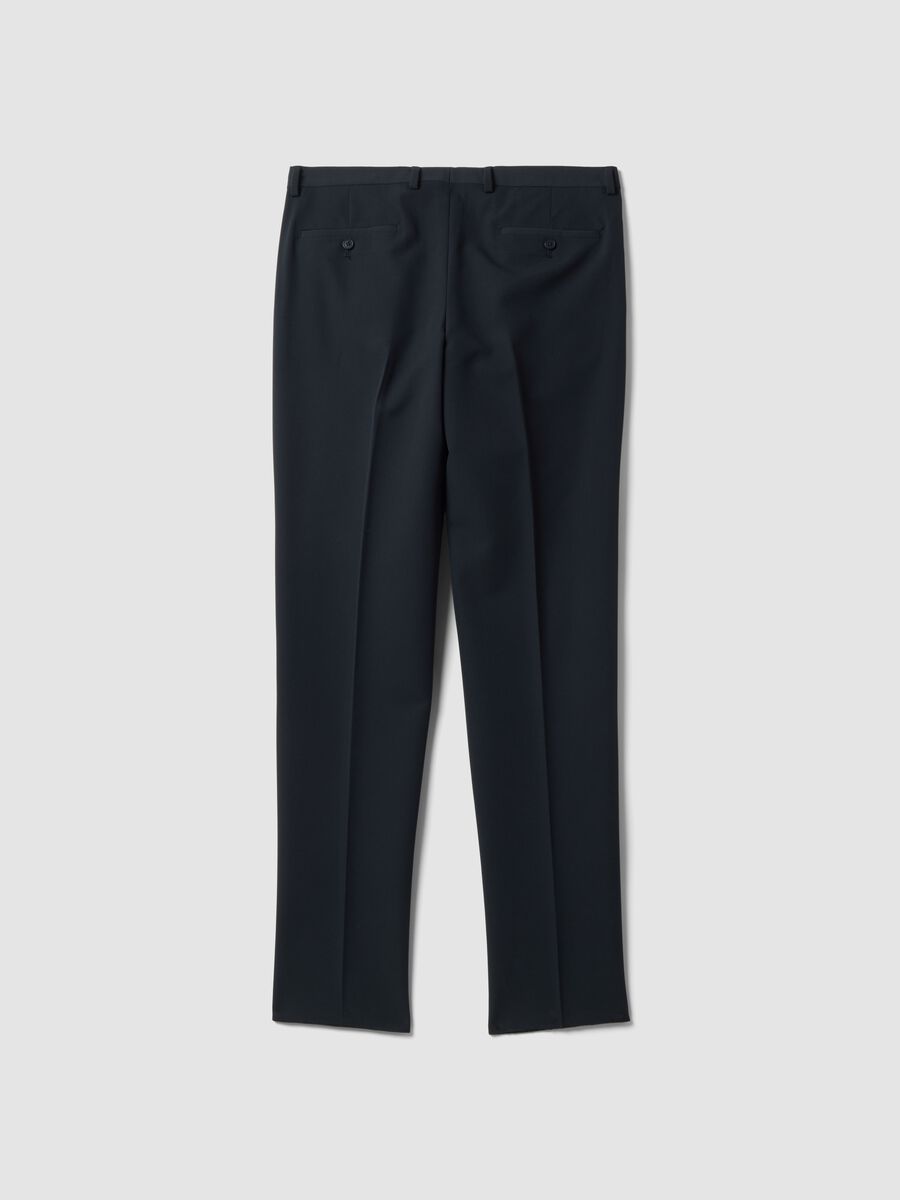 Blue slim-fit formal trousers in stretch viscose twill_6