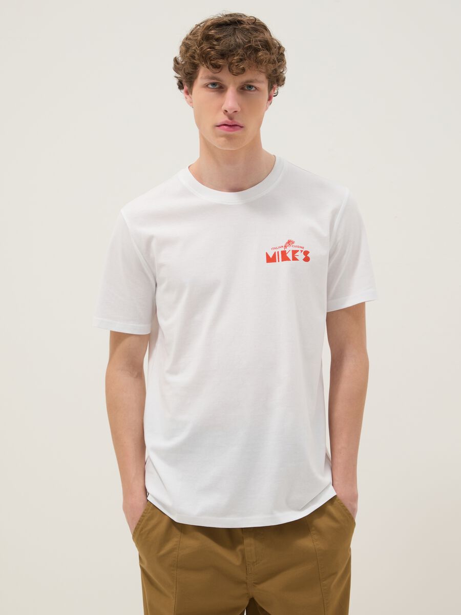 White printed T-shirt in pure cotton, regular fit_0