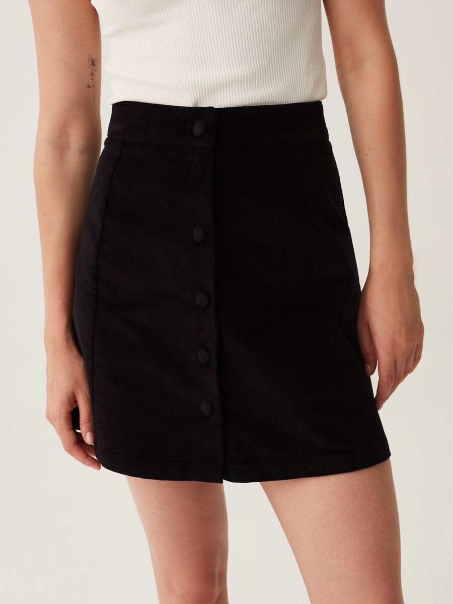 Velvet miniskirt with buttons_1