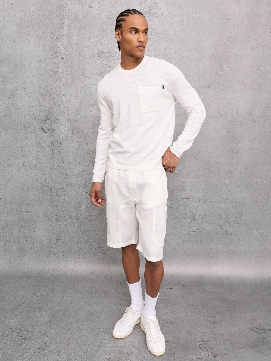 100% Linen Shorts White_4