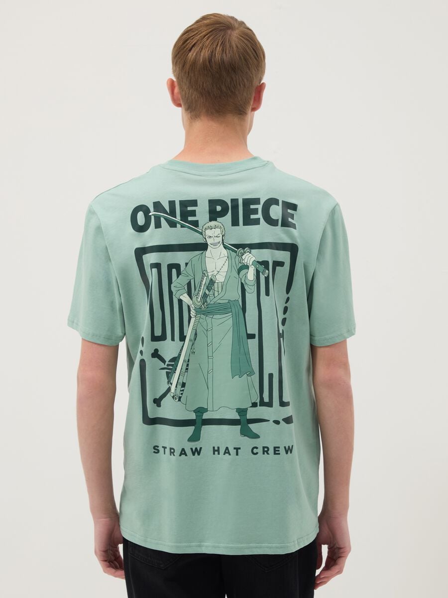 Green pure cotton One Piece slogan T-shirt, relaxed fit_3