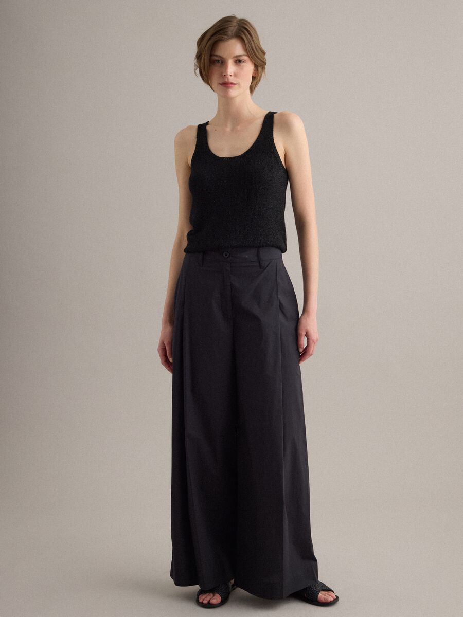 Black viscose-blend glitter tank top, regular fit_1