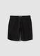 Black denim cotton blend slim fit shorts_4