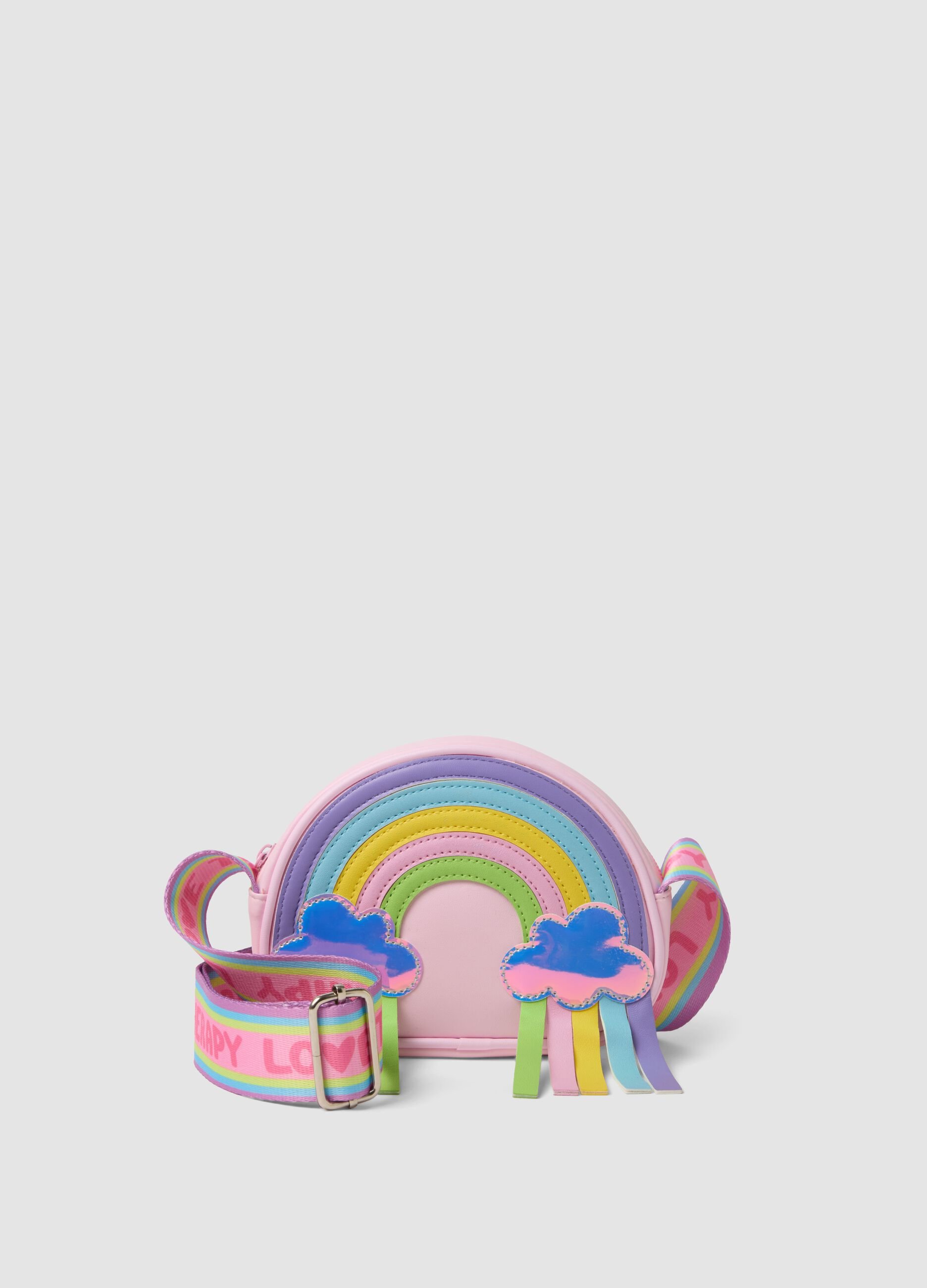 Pink crossbody bag with rainbow