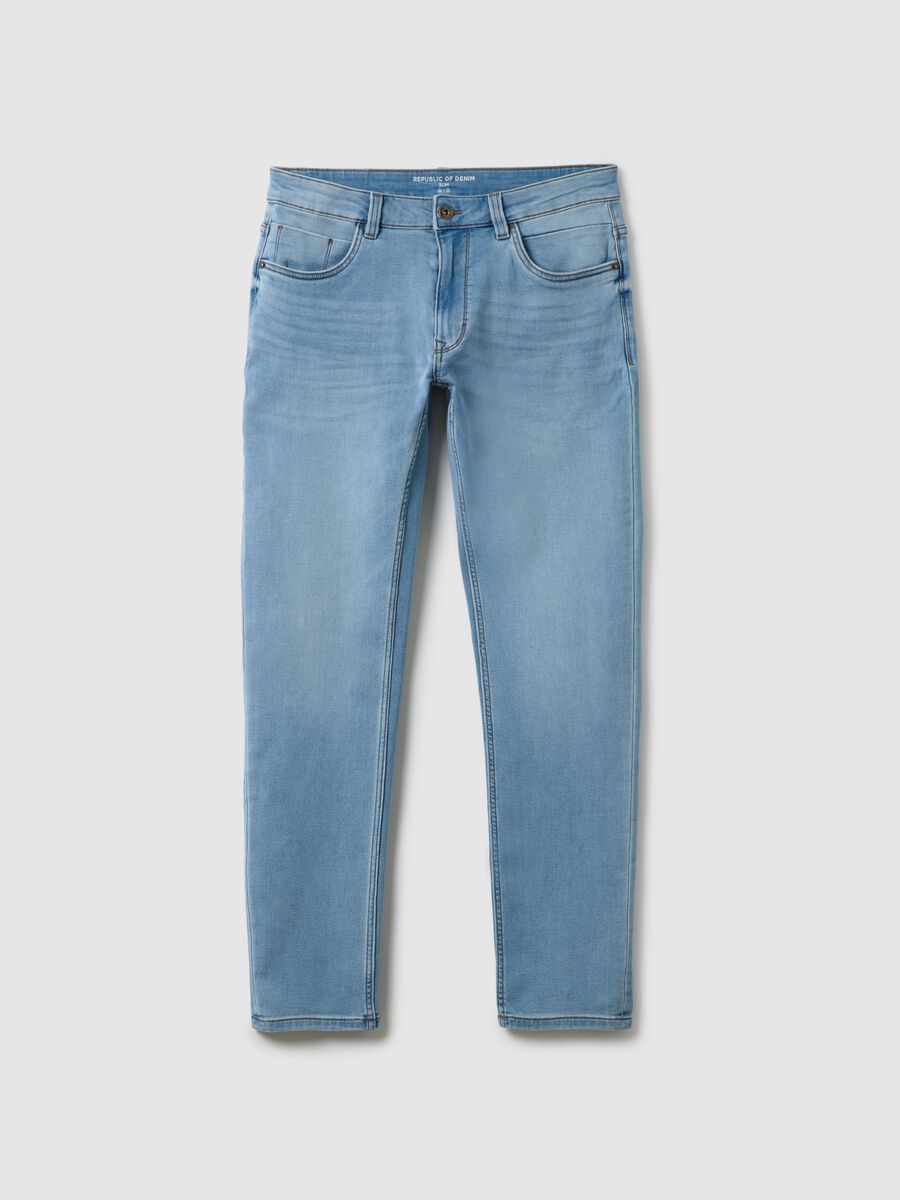 Slim fit blue denim jeans_4