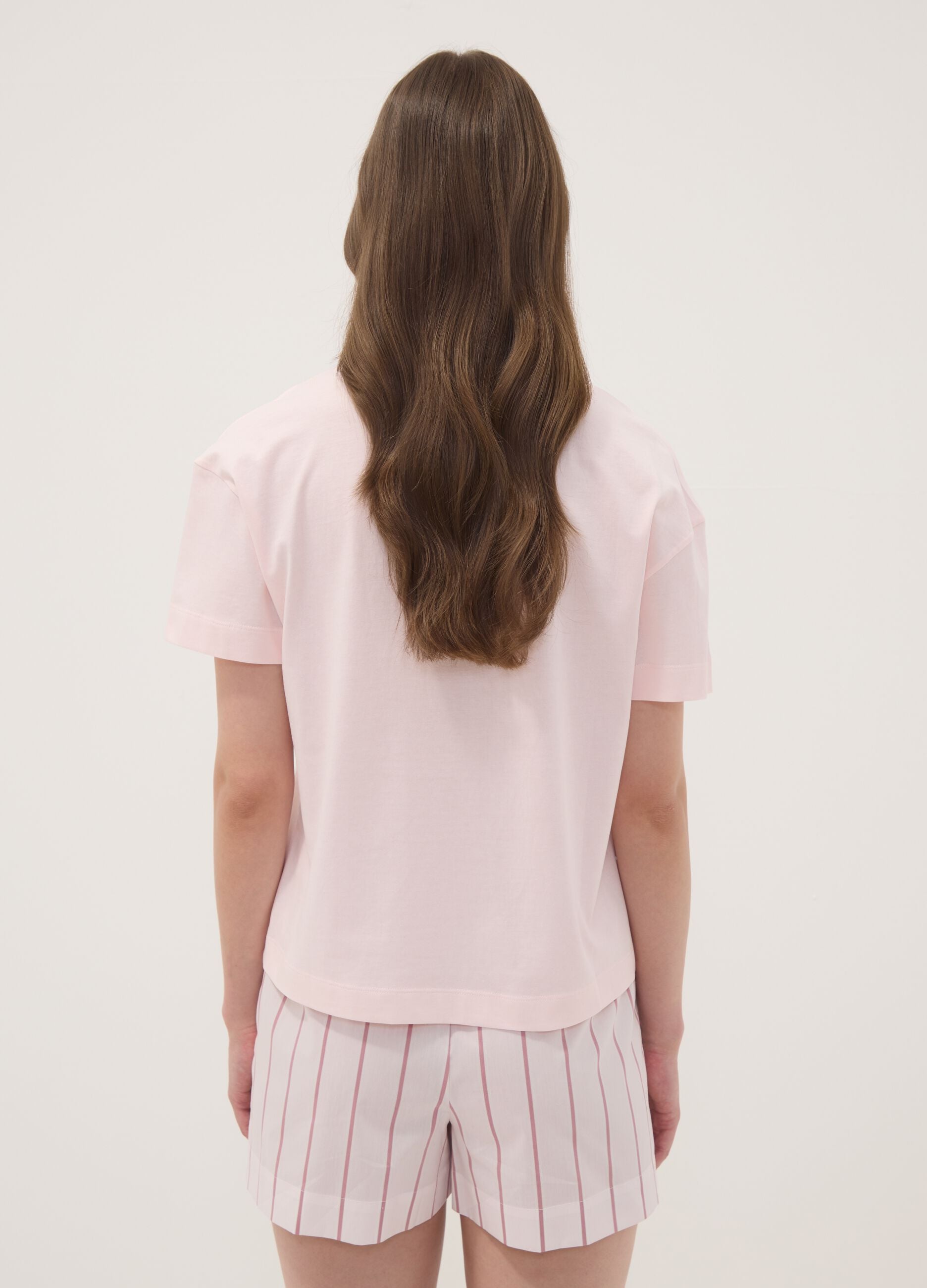 Pink organic cotton pyjama T-shirt with Mickey Mouse slogan