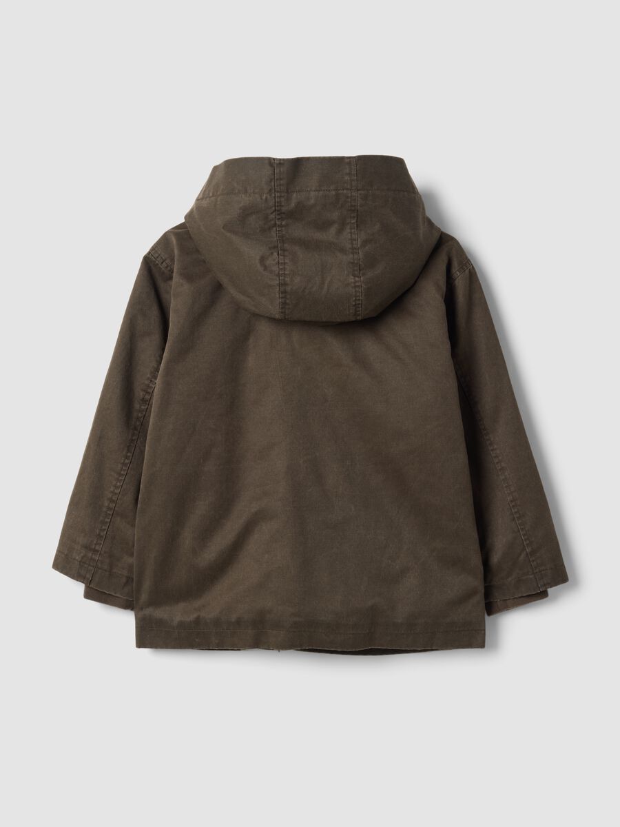 Green water-repellent padded cotton-blend jacket with hood_2