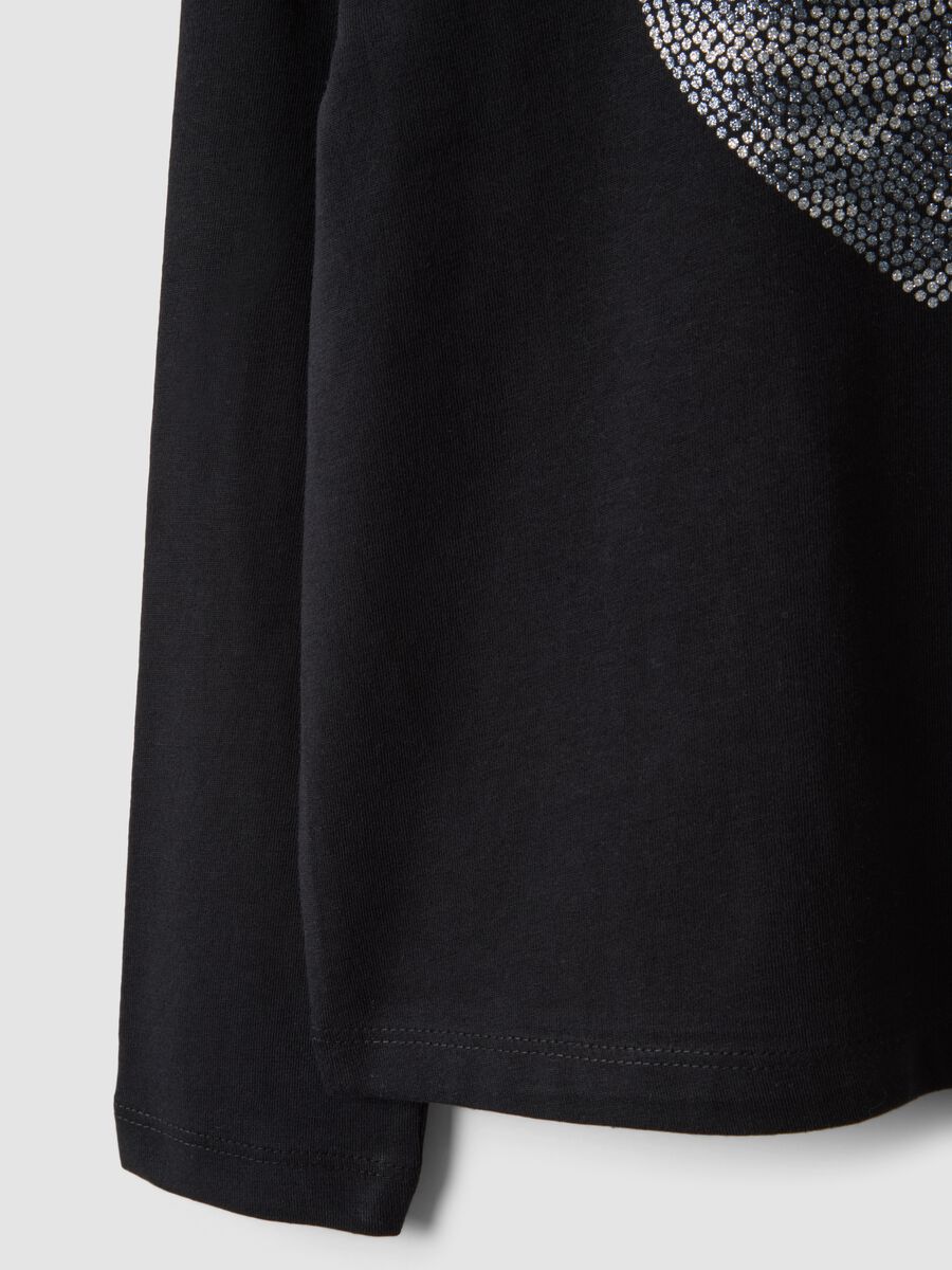 Girls&rsquo; black organic cotton T-shirt with heart print_2