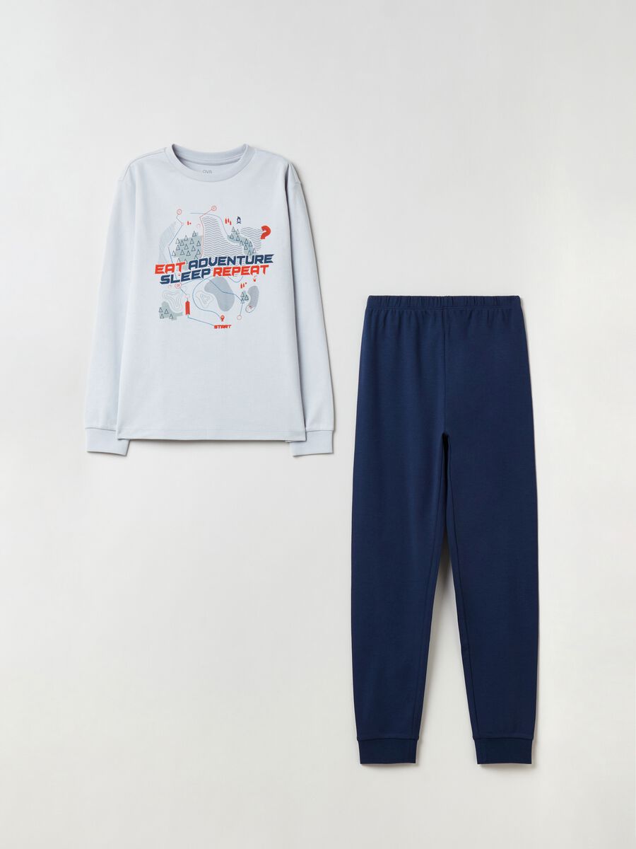 Pijama largo de algodón con estampado_0