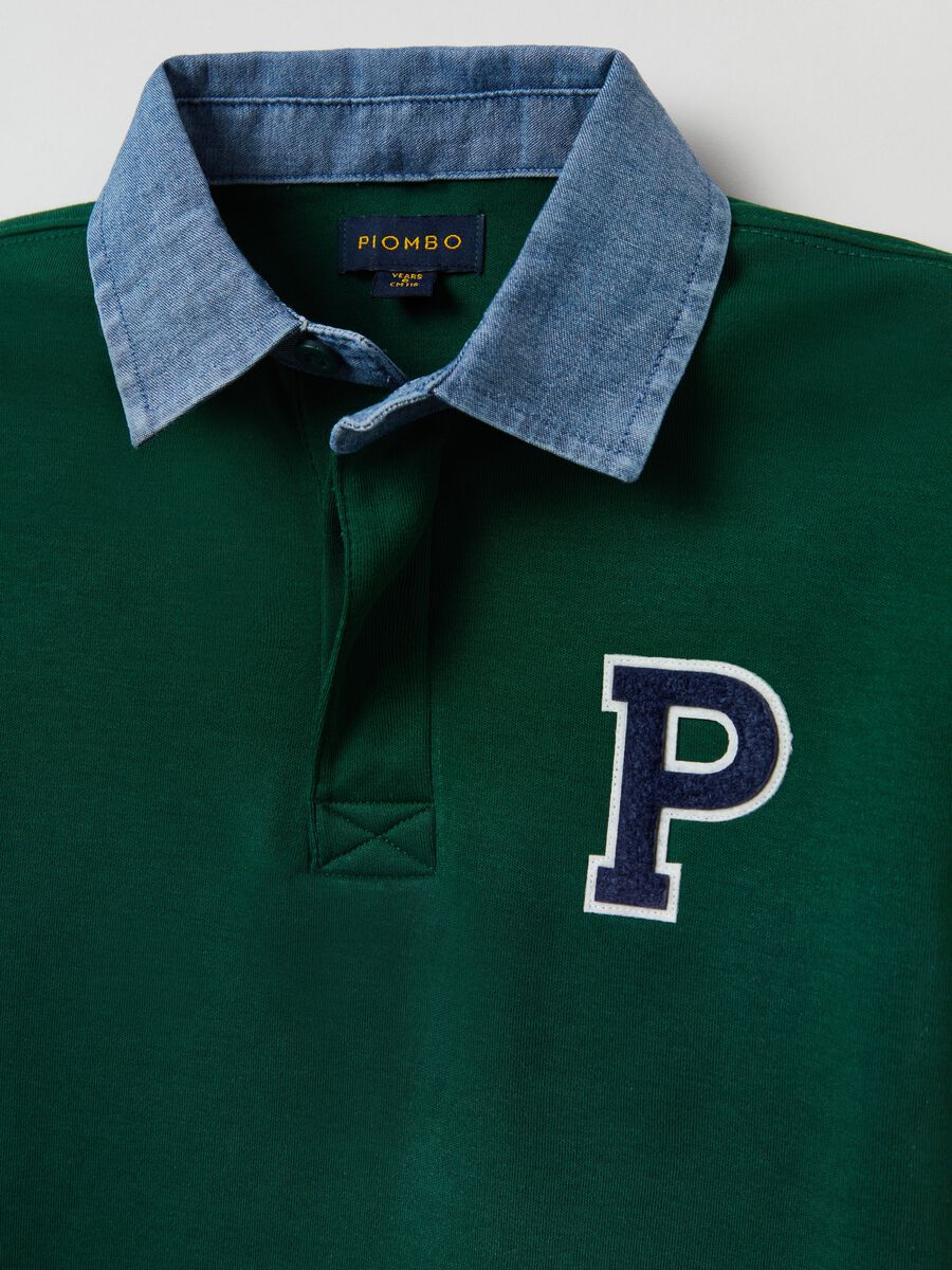 Polo shirt with long sleeves and bouclé patch_5