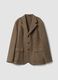Blazer cammello in misto lana a spina di pesce_0