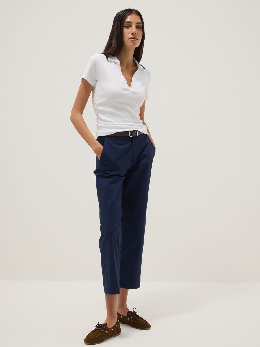 Blue regular-fit pure cotton chino trousers_0