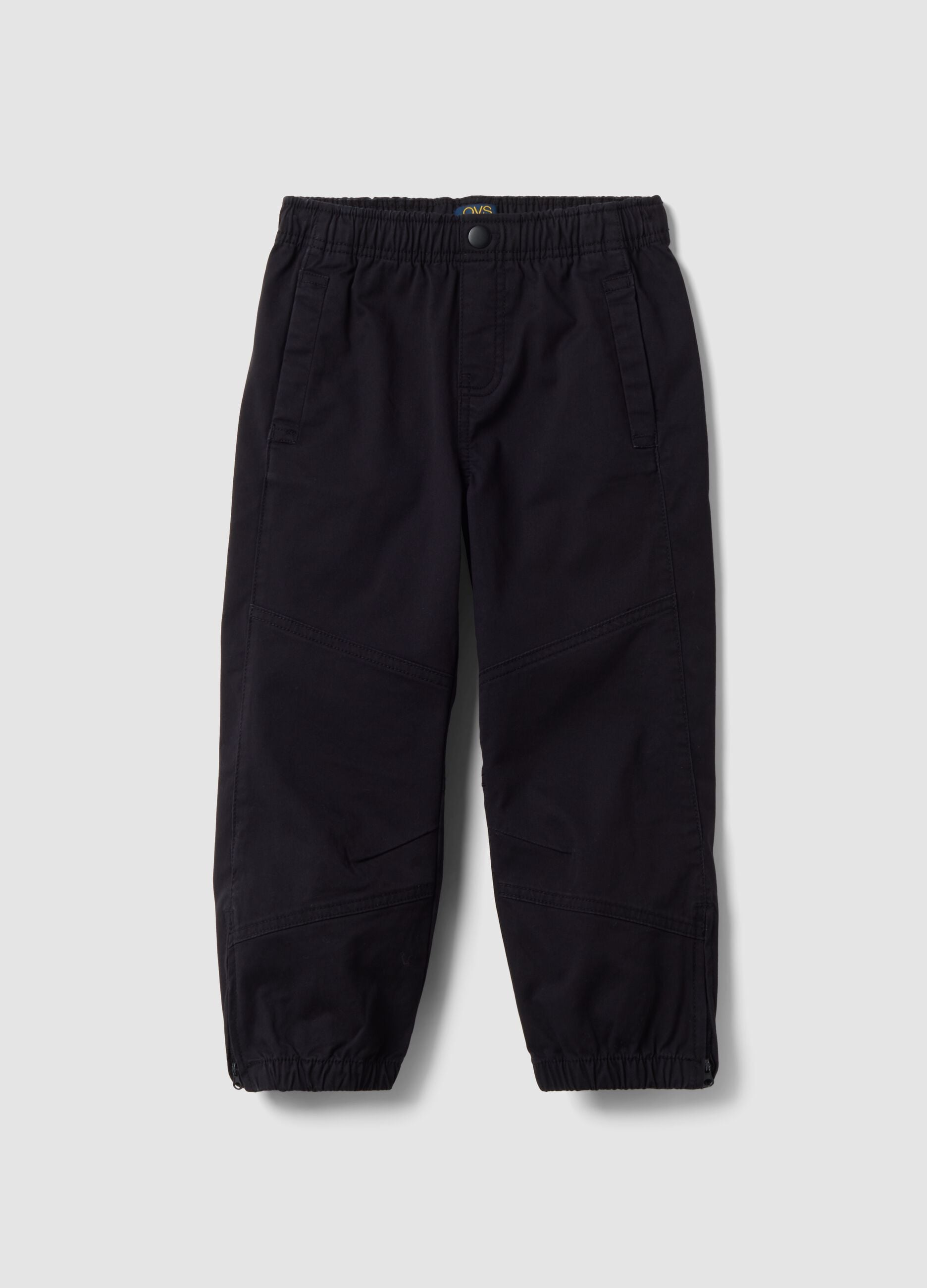 Black stretch cotton jogger trousers for boys