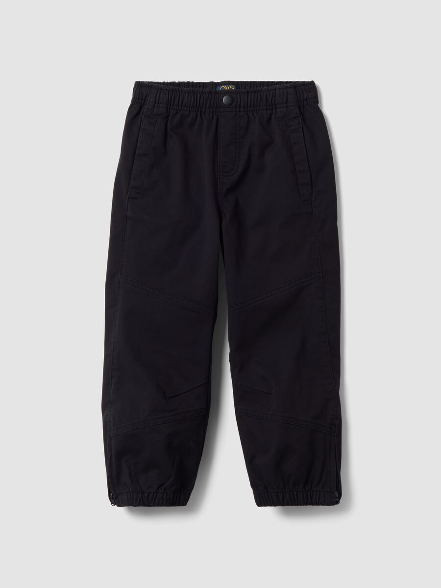Black stretch cotton jogger trousers for boys_0