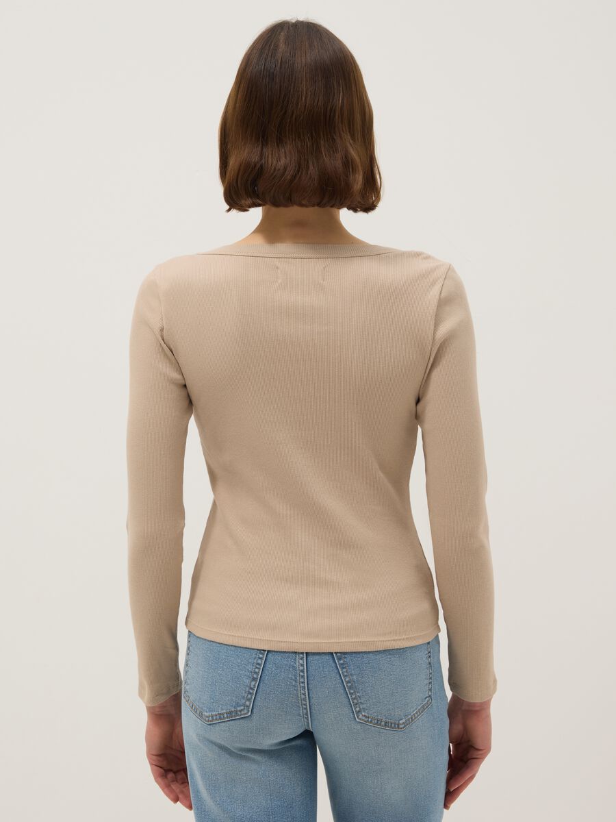 Langarmshirt aus reinem Baumwolle Beige Regular Fit_2