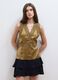 Brown viscose-blend lace top_1