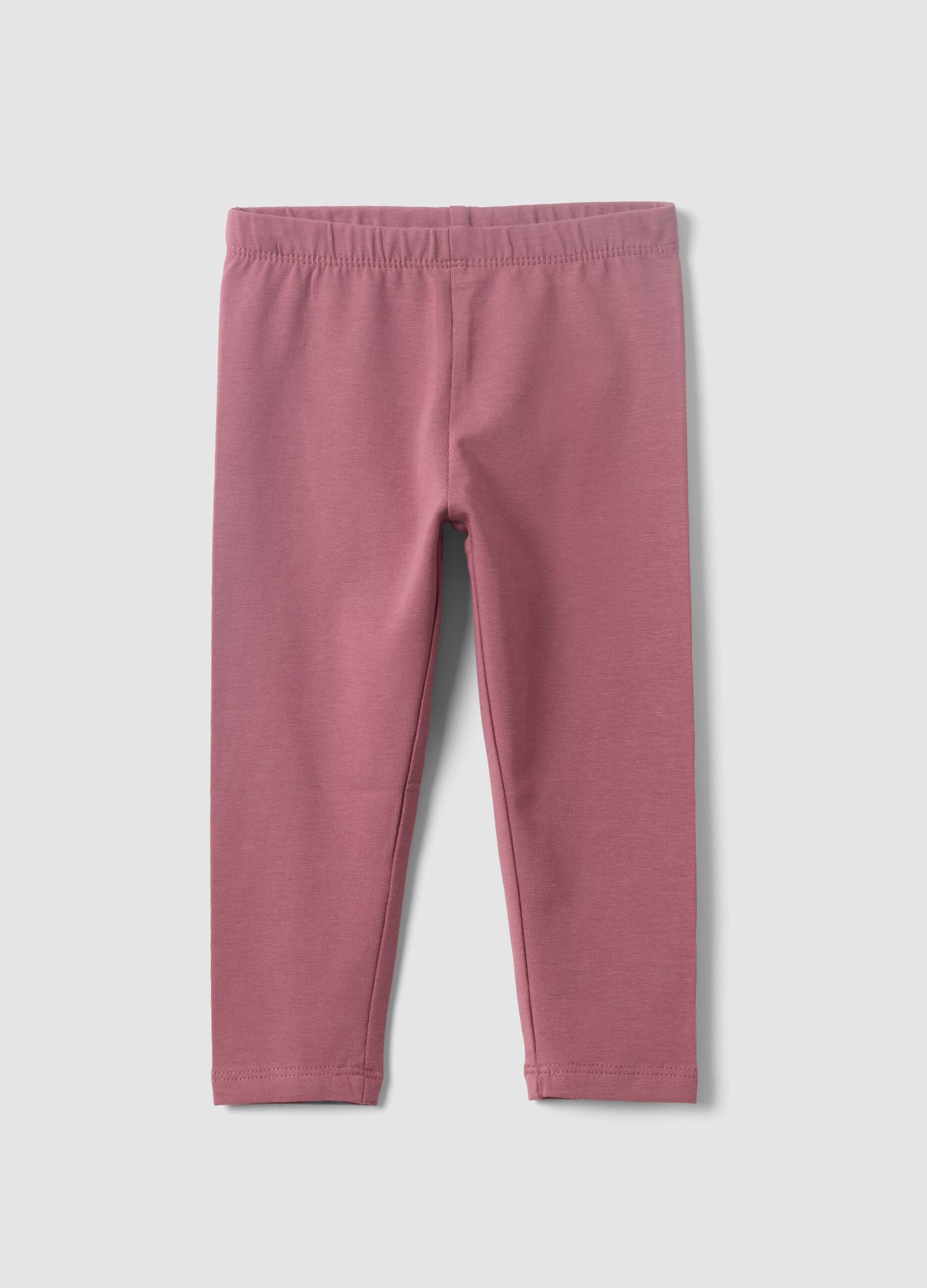 Purple slim-fit organic cotton blend leggings for baby girl