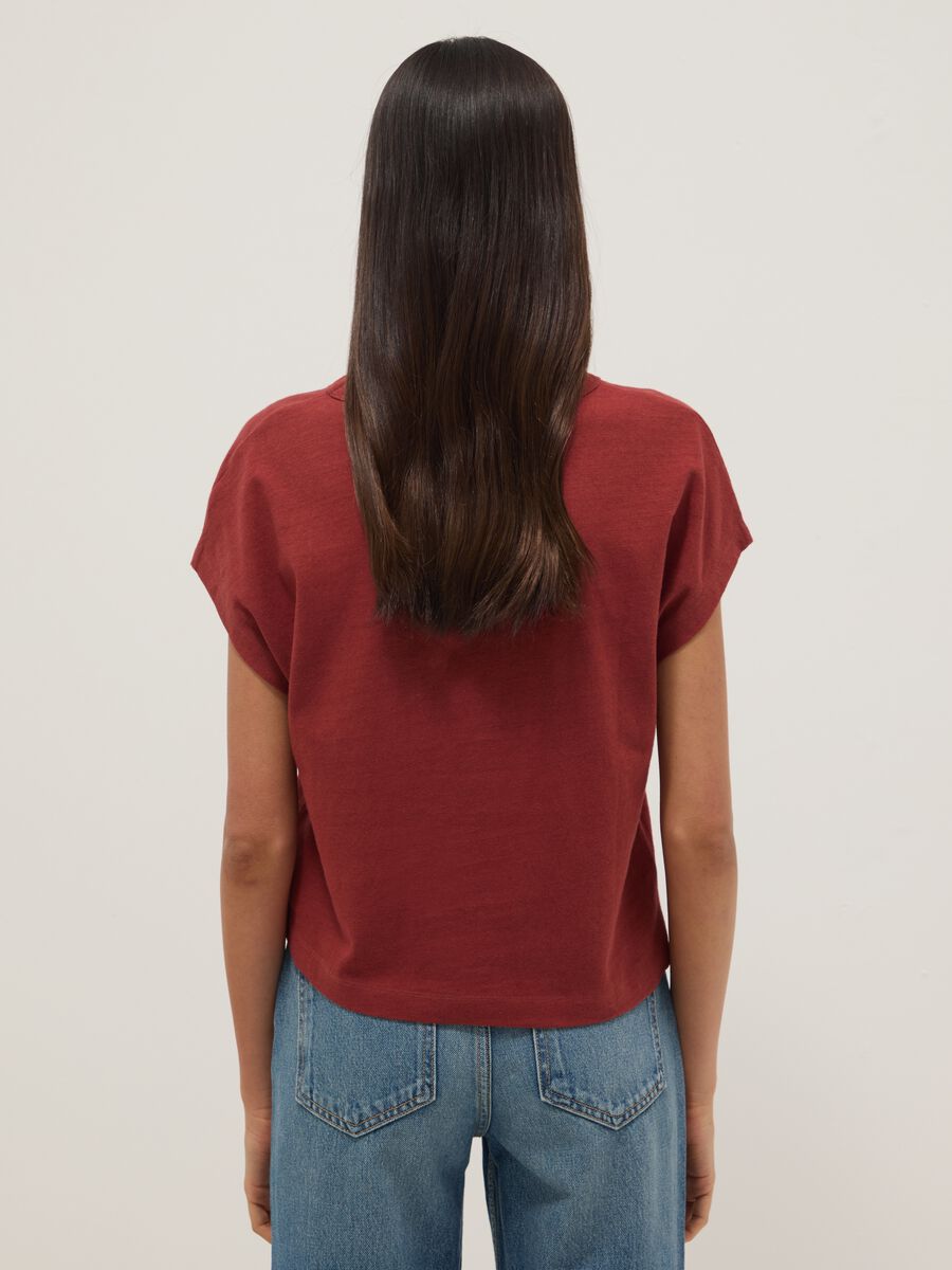 Rotes T-Shirt mit kurzen &Auml;rmeln aus Baumwoll-Leinen-Mix, Regular Fit_2