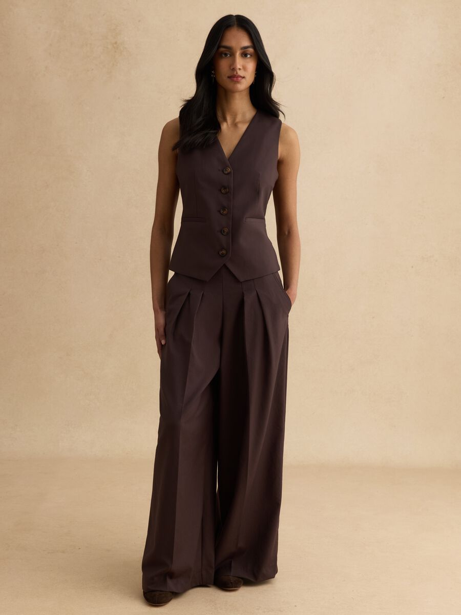 Brown classic waistcoat, regular fit with buttons_2