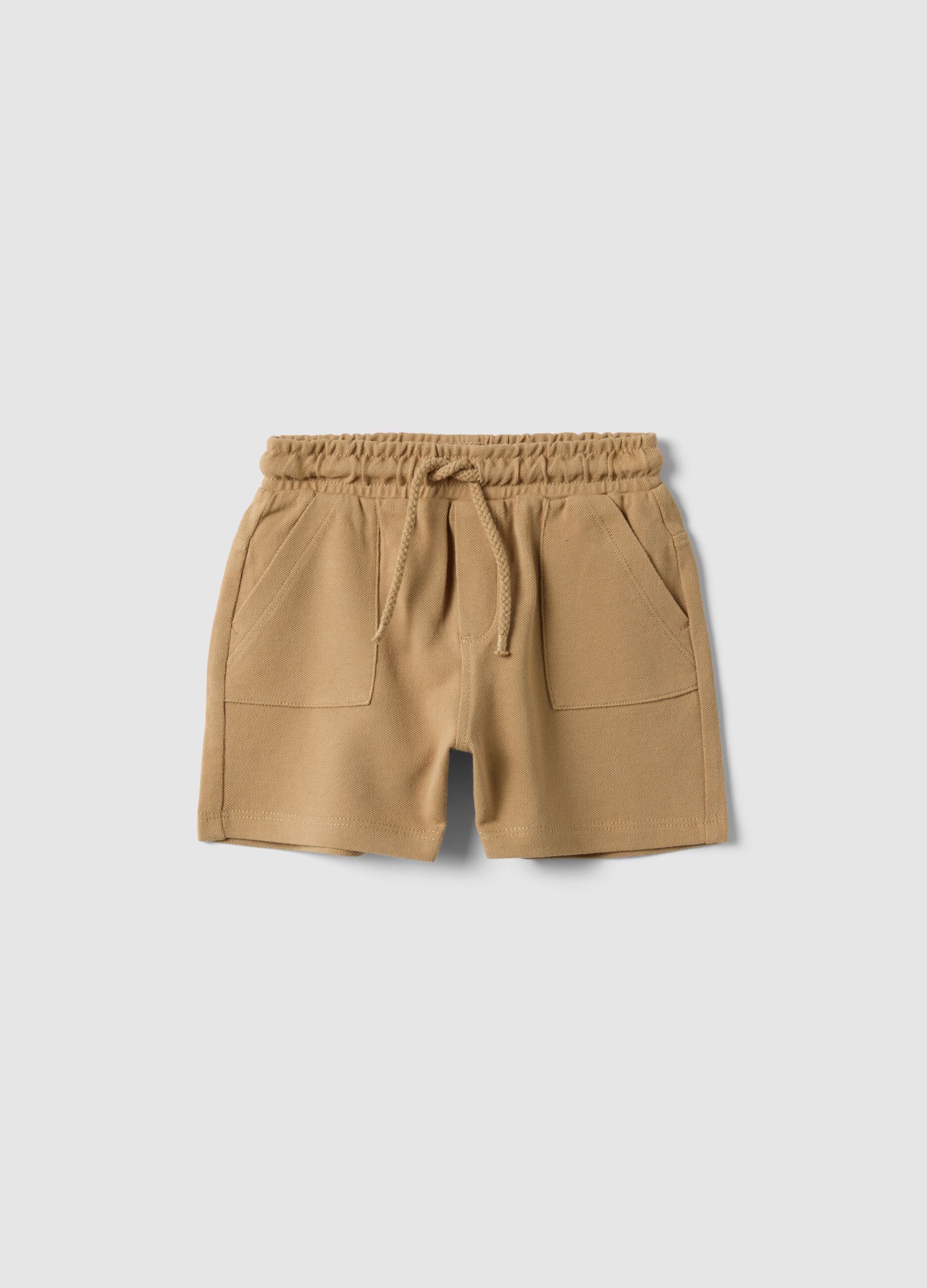 Boys' Regular Fit Beige Pure Cotton Shorts