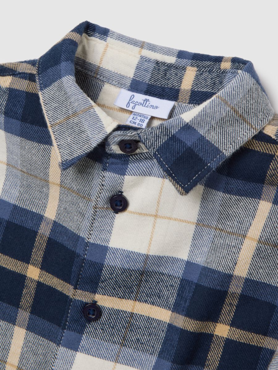 Multicoloured child's shirt in pure cotton regular fit with checks_2