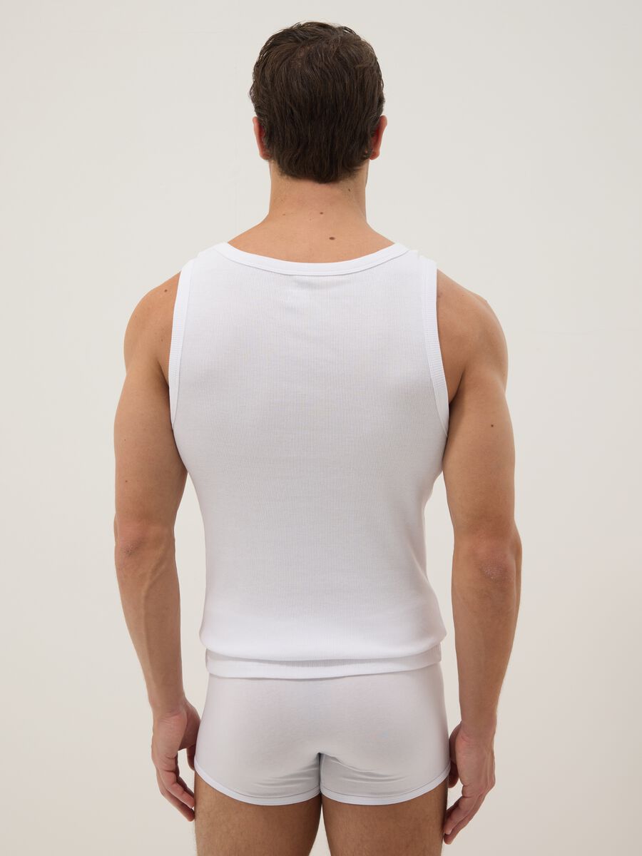 White pure cotton tank top regular fit_2