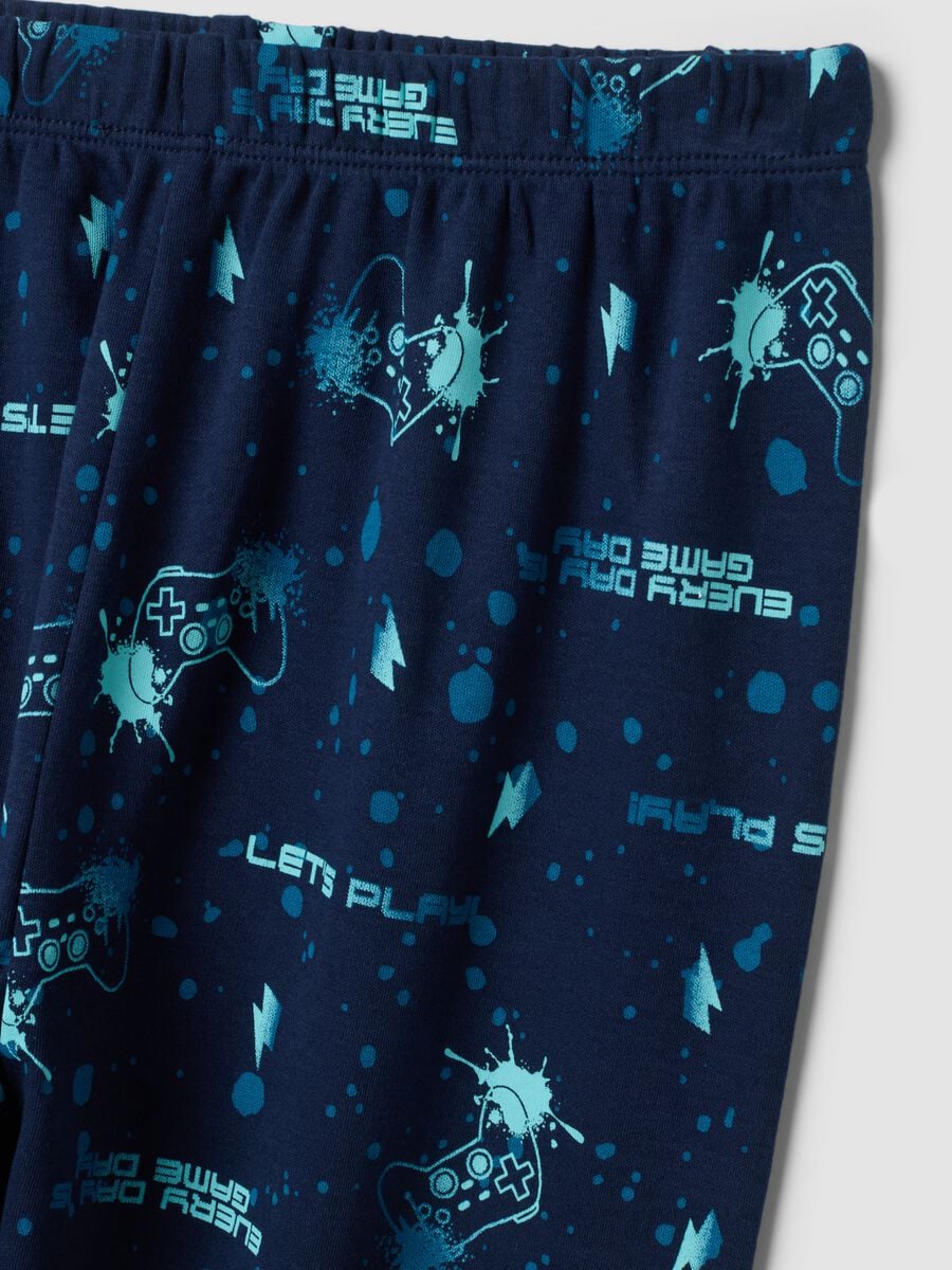 Pigiama blu navy in puro cotone organico con girocollo_2