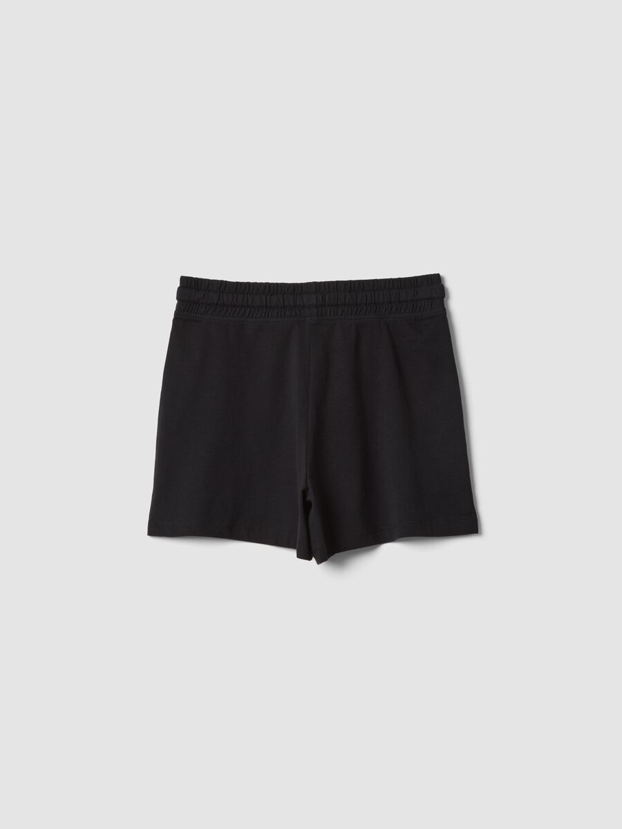 Short negro de algod&oacute;n puro para ni&ntilde;a con cintura el&aacute;stica_4
