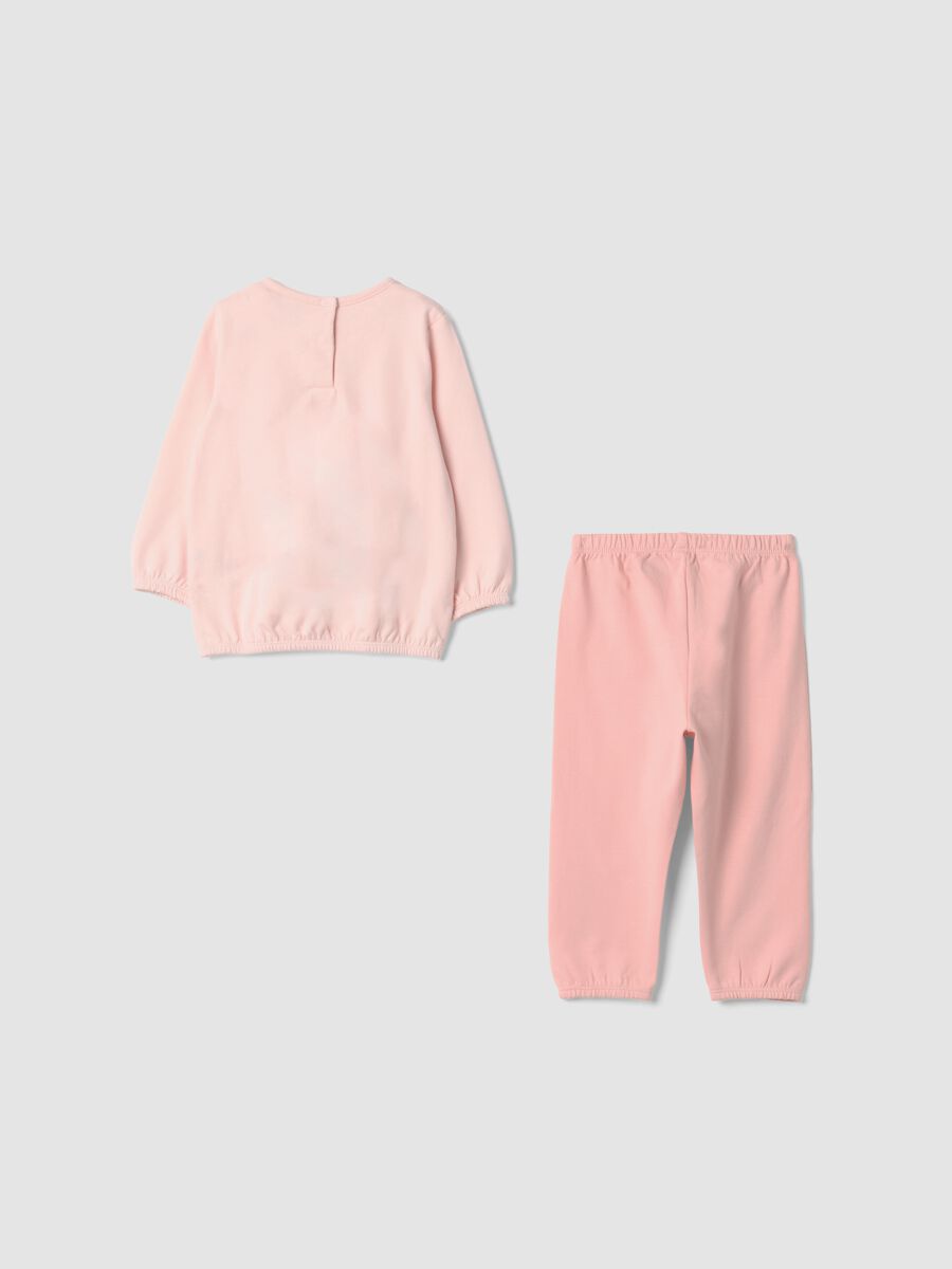 Pijama rosa em algod&atilde;o org&acirc;nico puro com estampado de ursinho_1