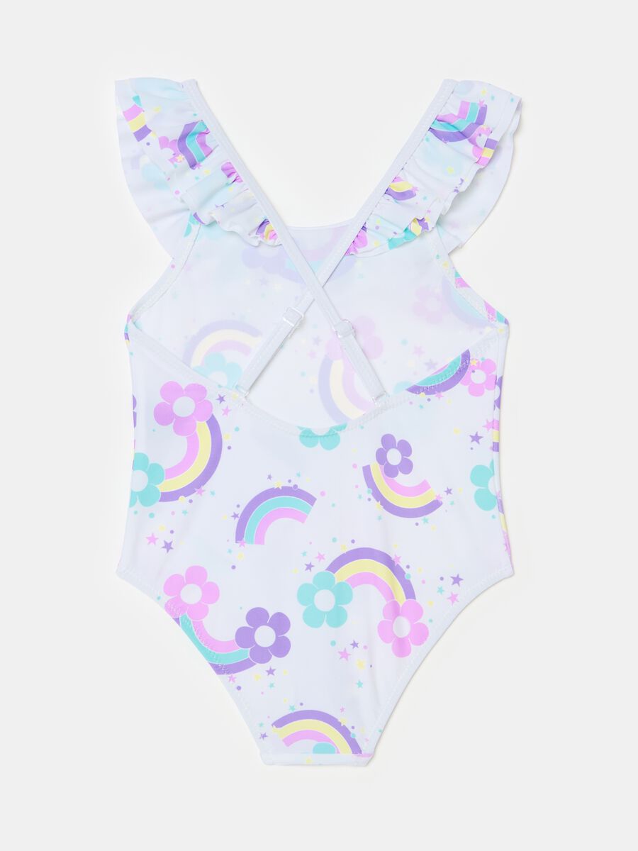 One-piece swimsuit with rainbows print_1