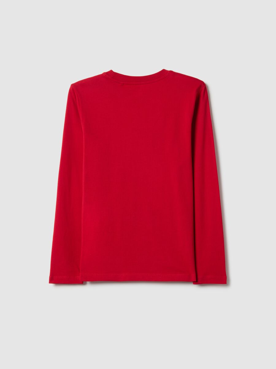 Red cotton regular fit t-shirt for boys_4