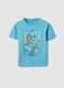 Boys' pure cotton oversized blue T-shirt with dinosaurs_0