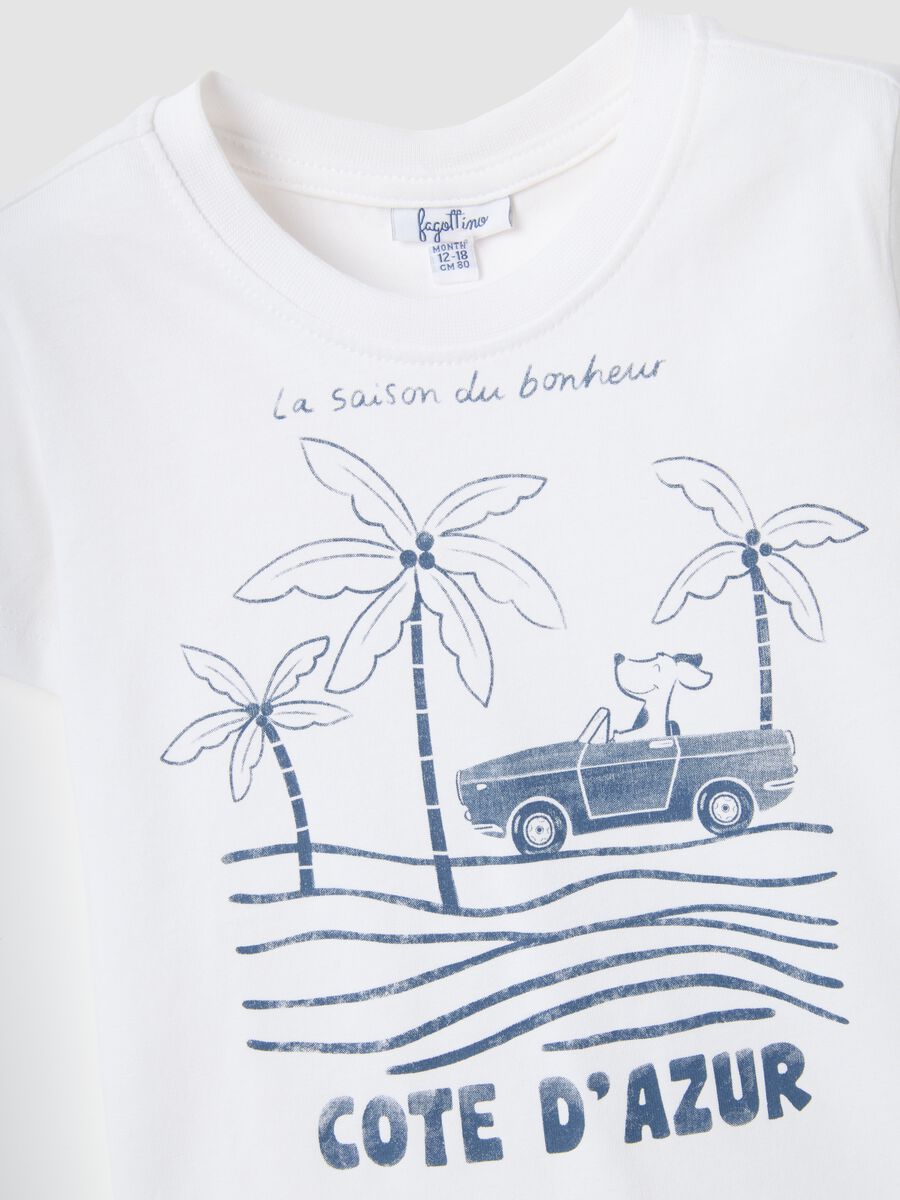White pure cotton regular fit kids' t-shirt with print_2