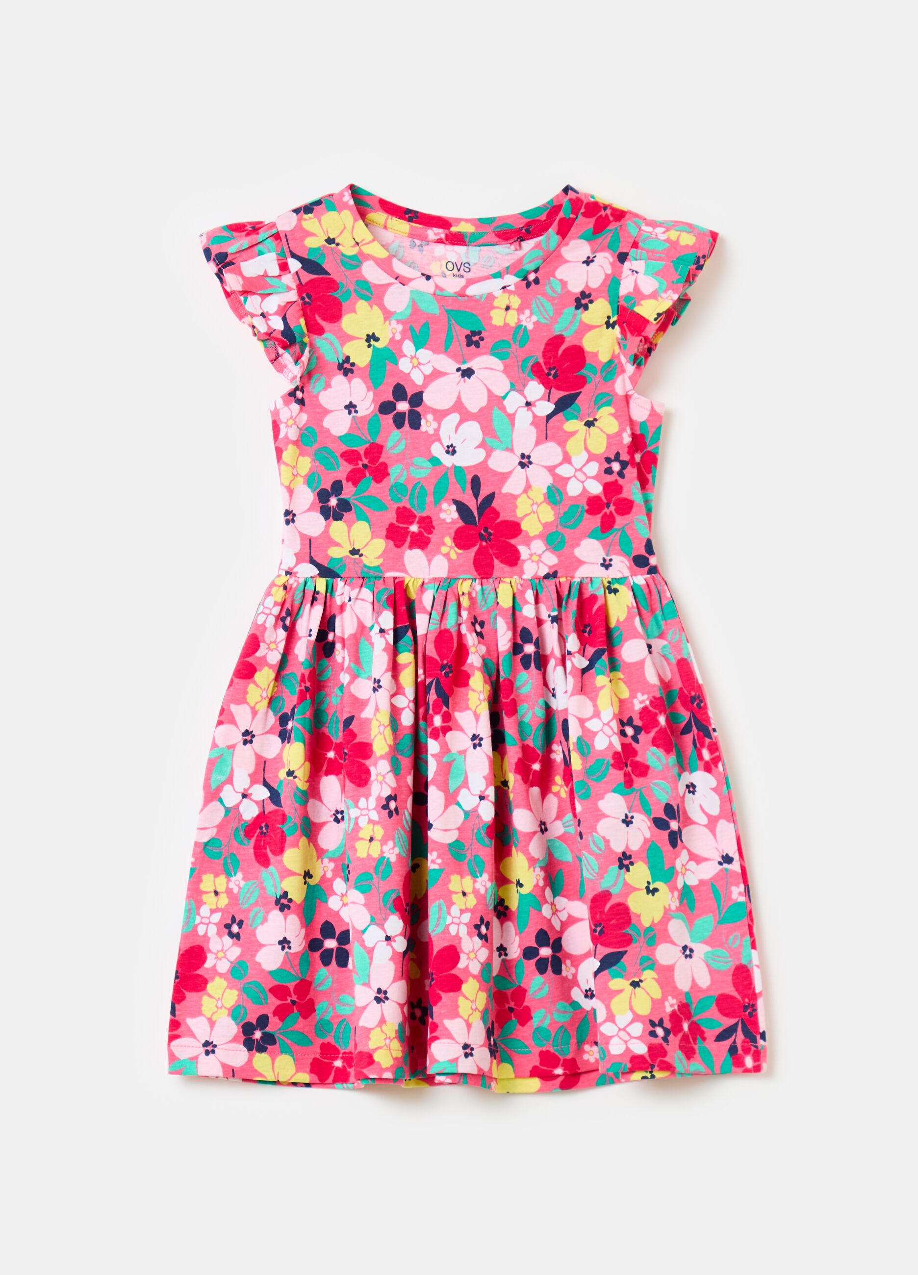 Short floral dress with flounce
