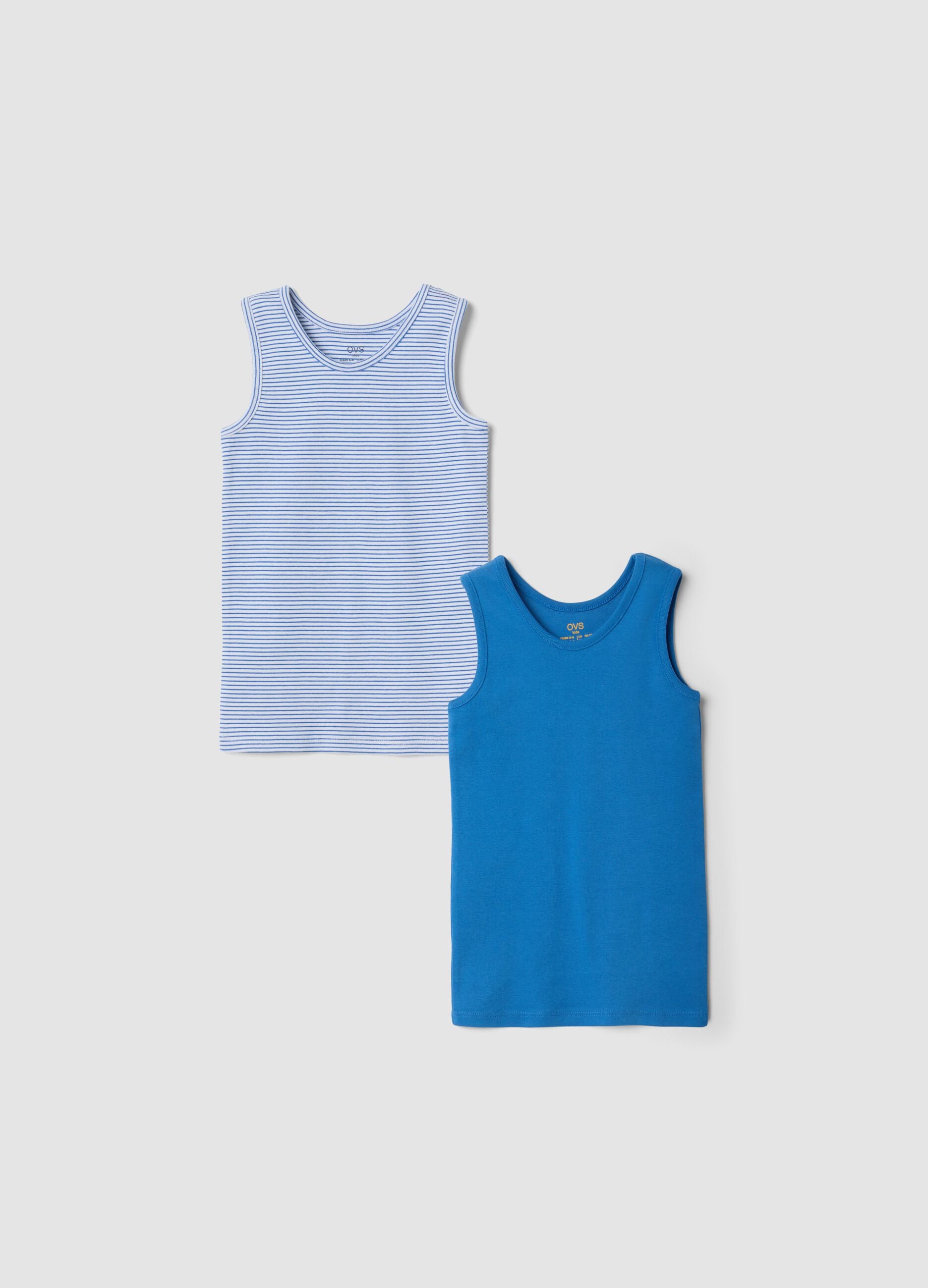 2-pack of blue organic cotton crew-neck vests