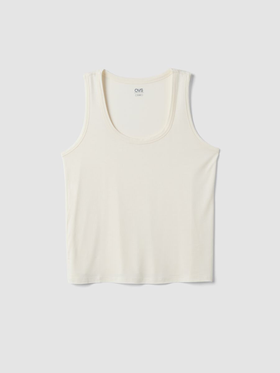 White stretch viscose tank top, regular fit_4