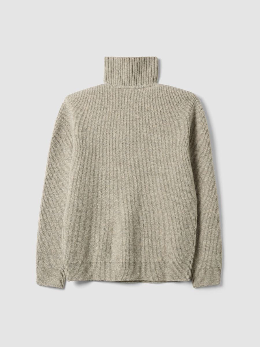 Beiger Half-Zip-Pullover aus elastischer Wolle in Regular Fit_2