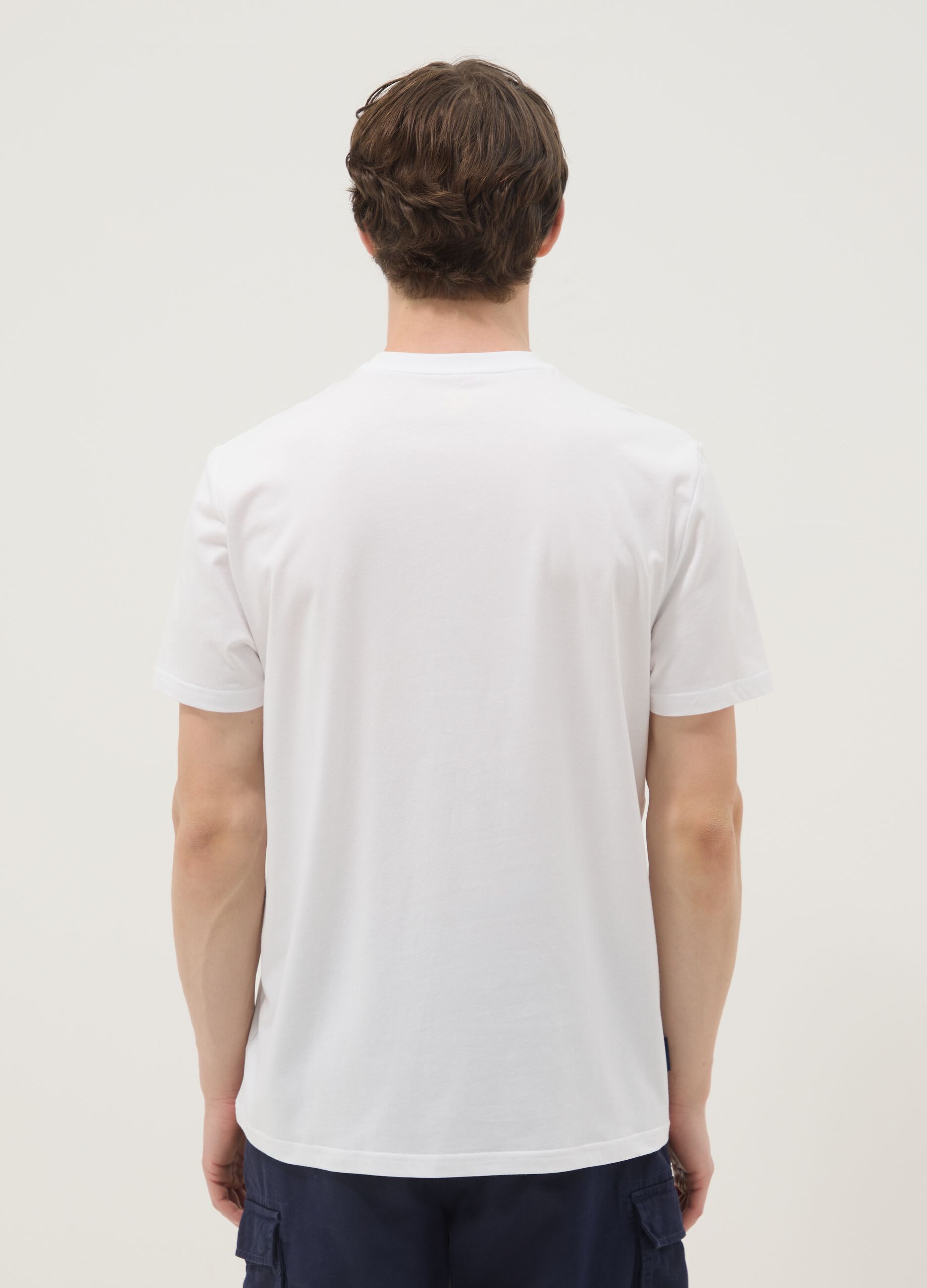 Wei&szlig;es T-Shirt aus reiner Baumwolle mit Print, Regular Fit