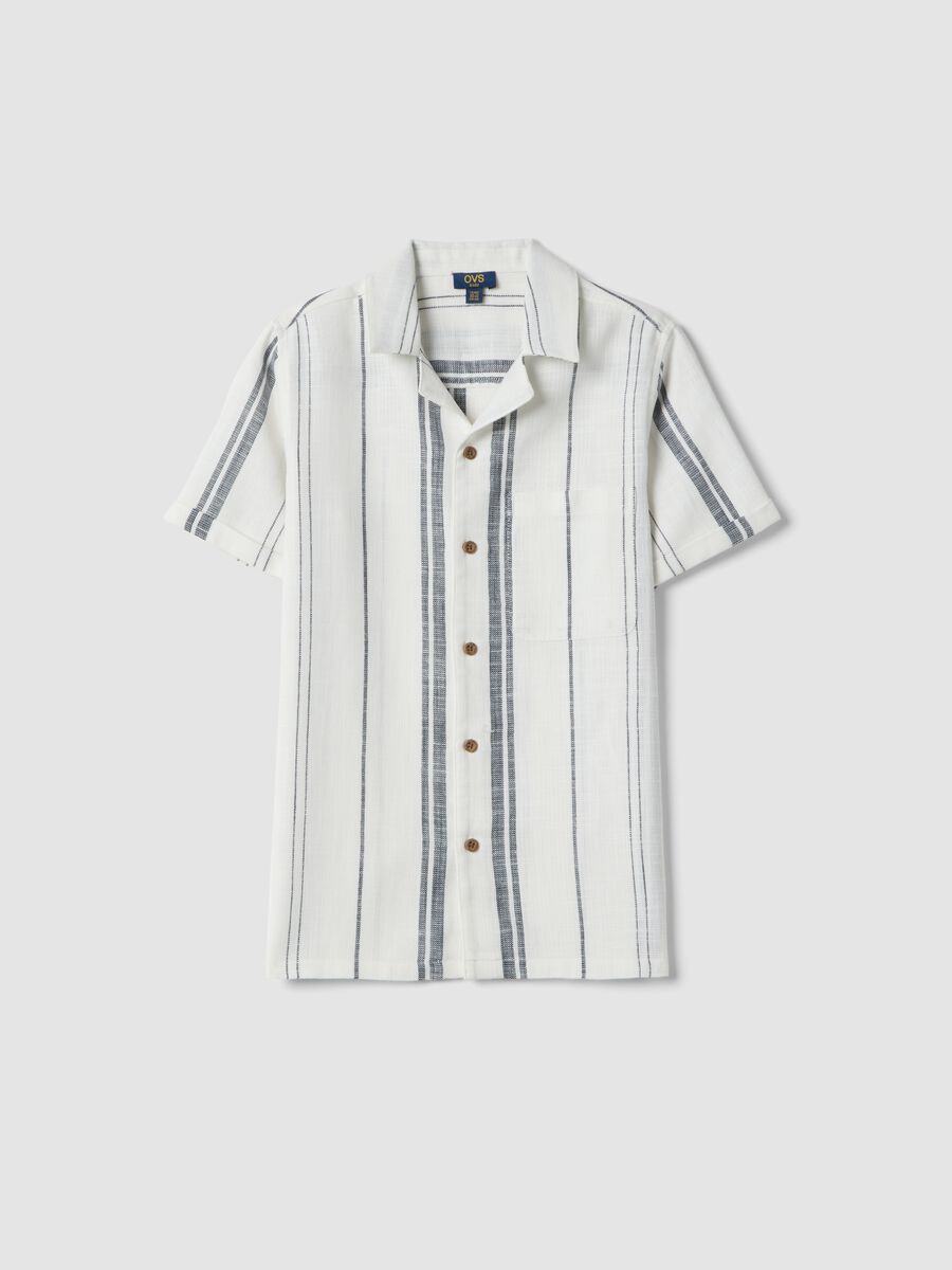 Boy's regular fit multicolour striped pure cotton shirt_3
