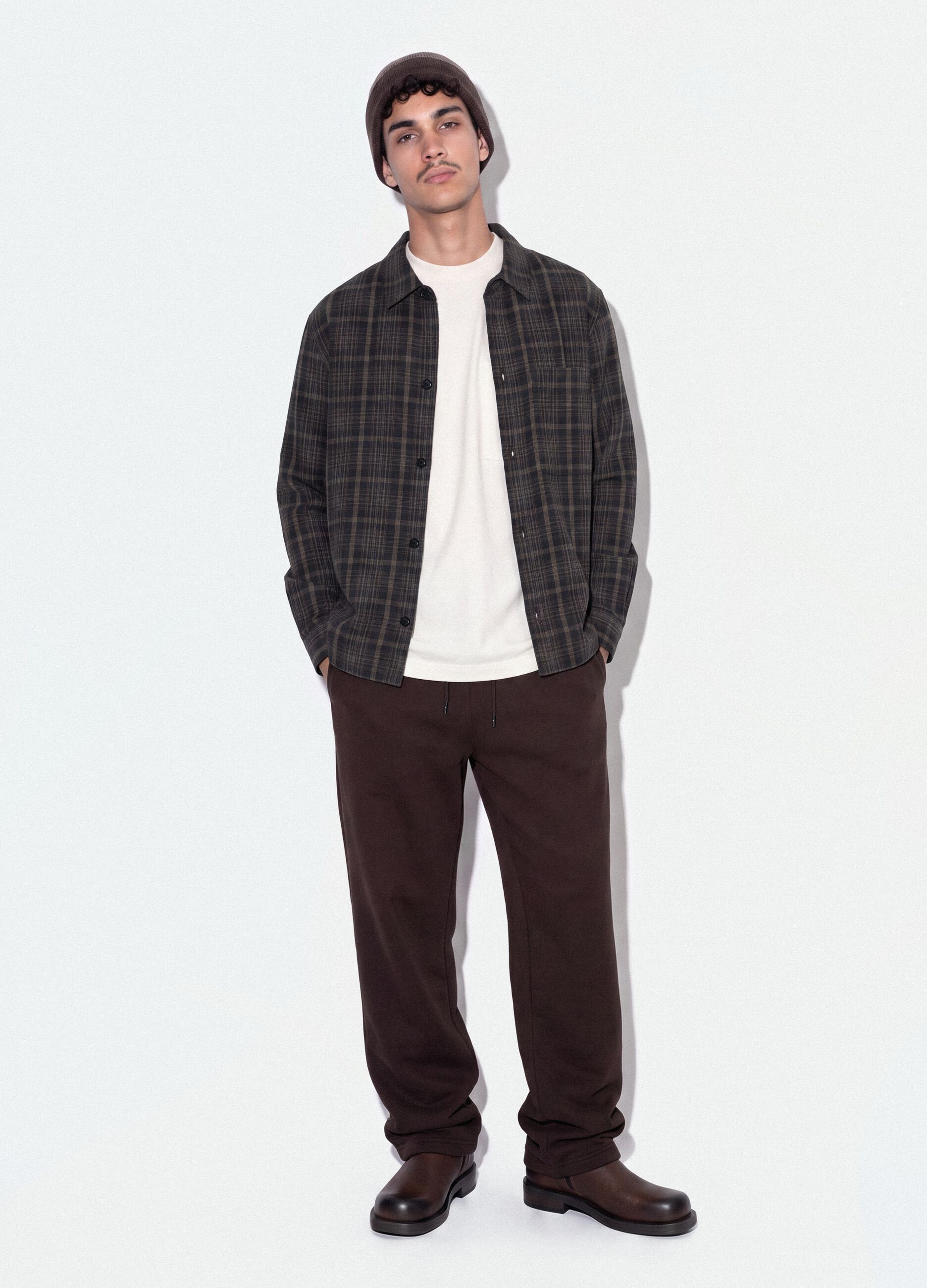 Multicolour pure cotton check shirt, oversized fit