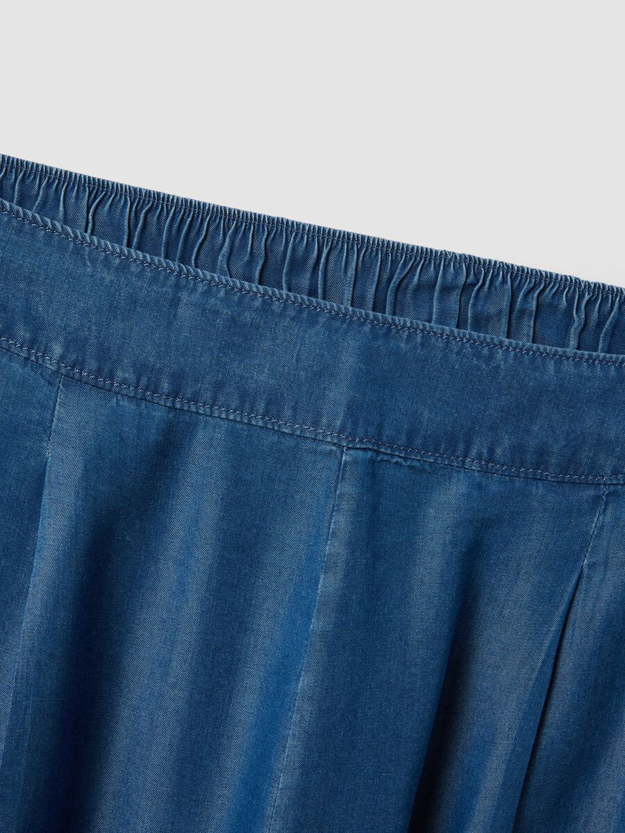 Blue pure lyocell shorts with elasticated waist, relaxed fit_5