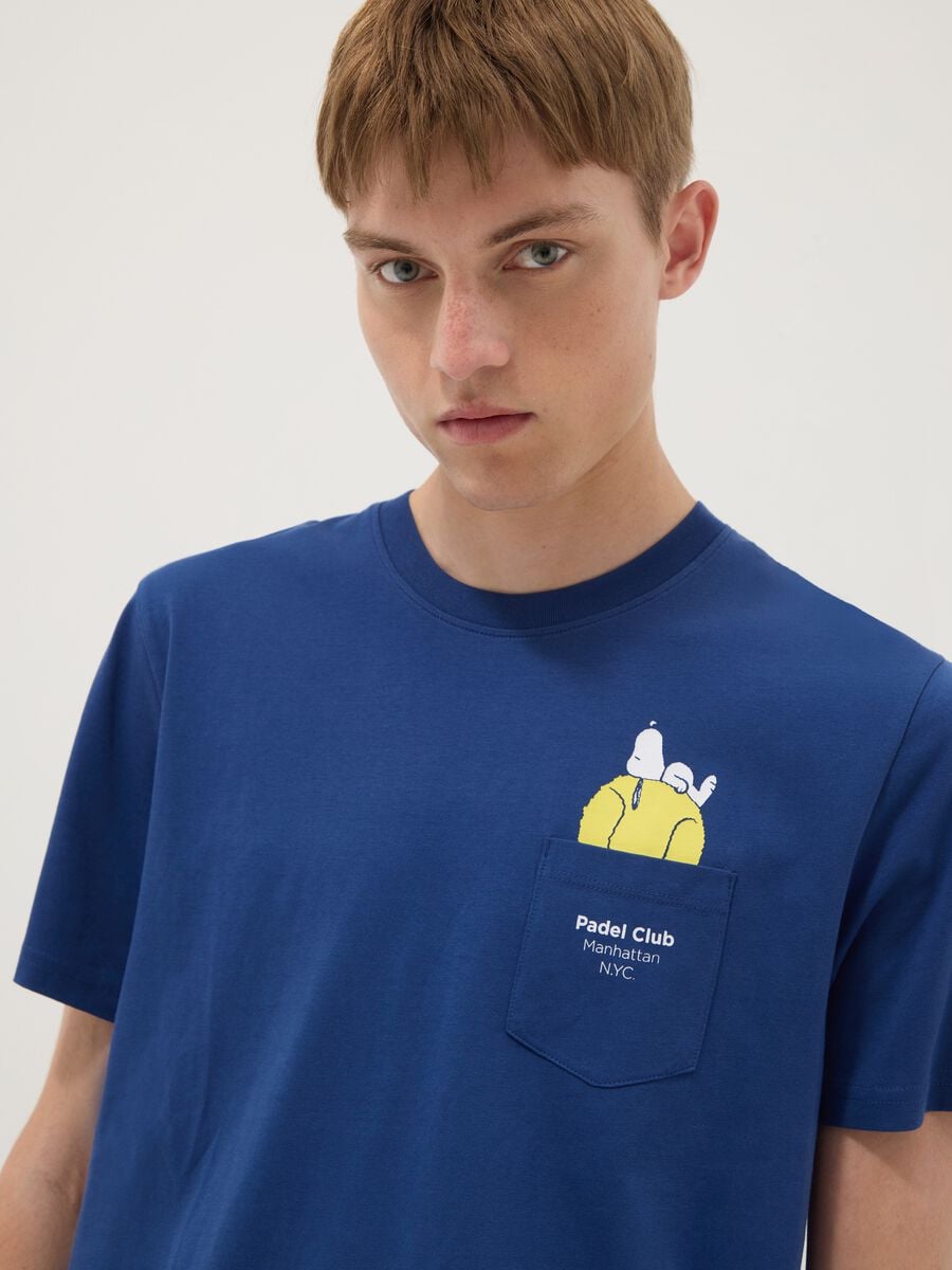 Blue pure cotton T-shirt with chest pocket_2