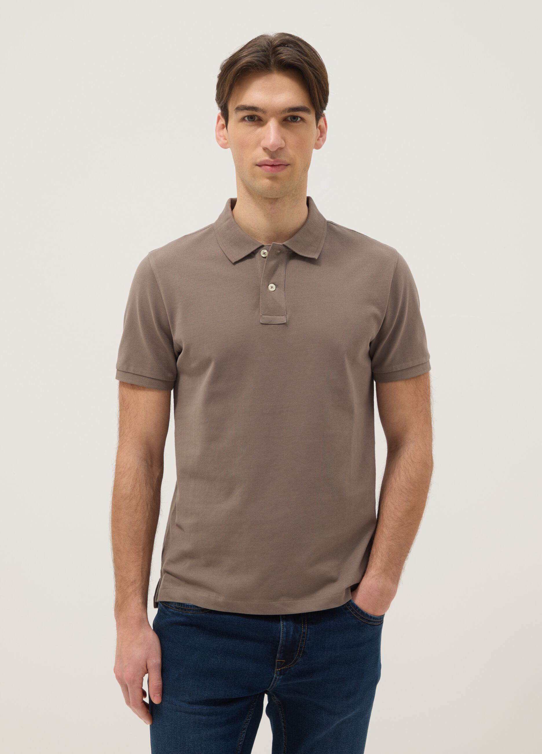 Brown Slim Fit Pure Cotton Polo