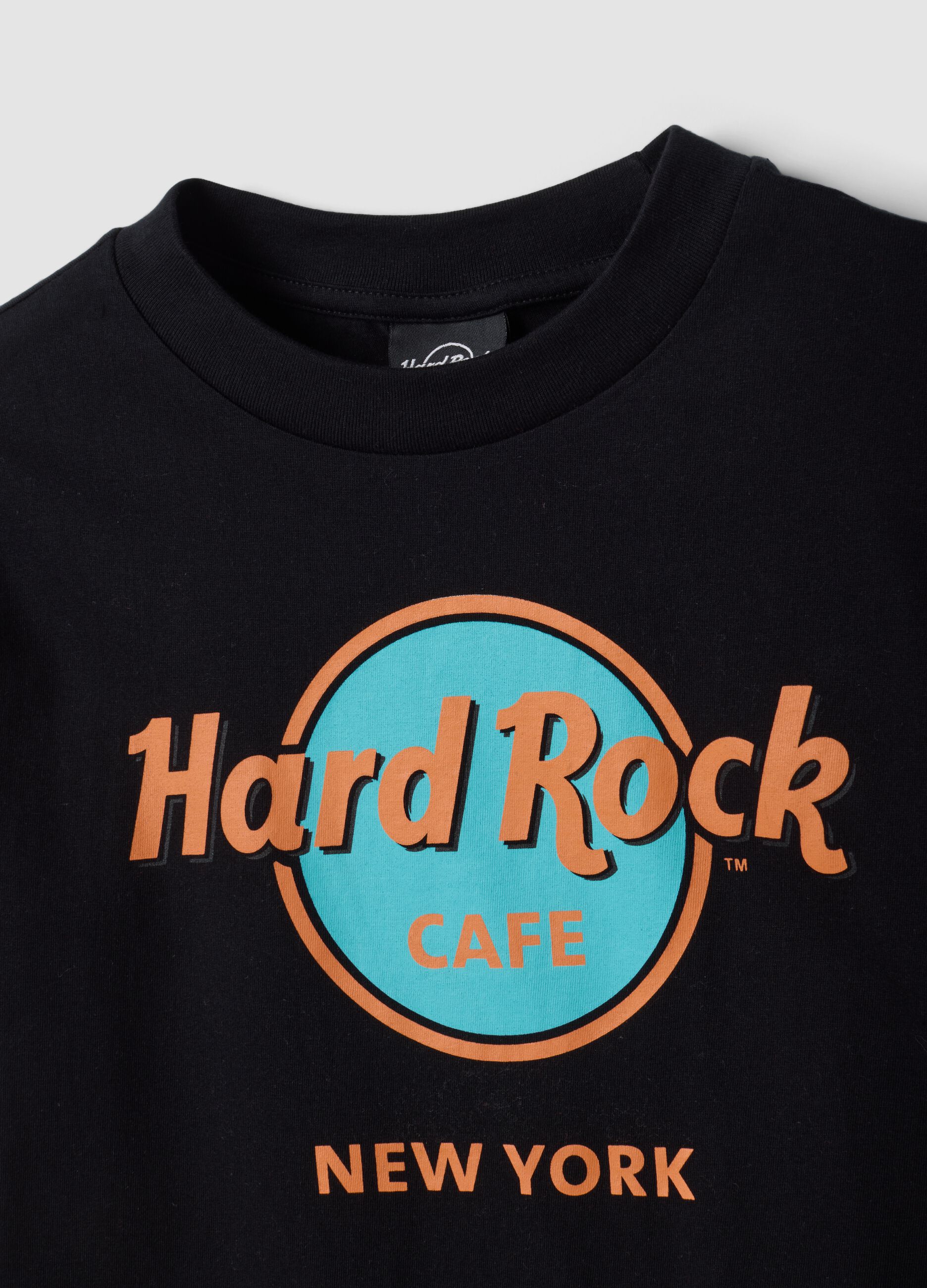 Schwarzes T-Shirt aus reiner Baumwolle mit Hard Rock Cafe Print, Regular Fit