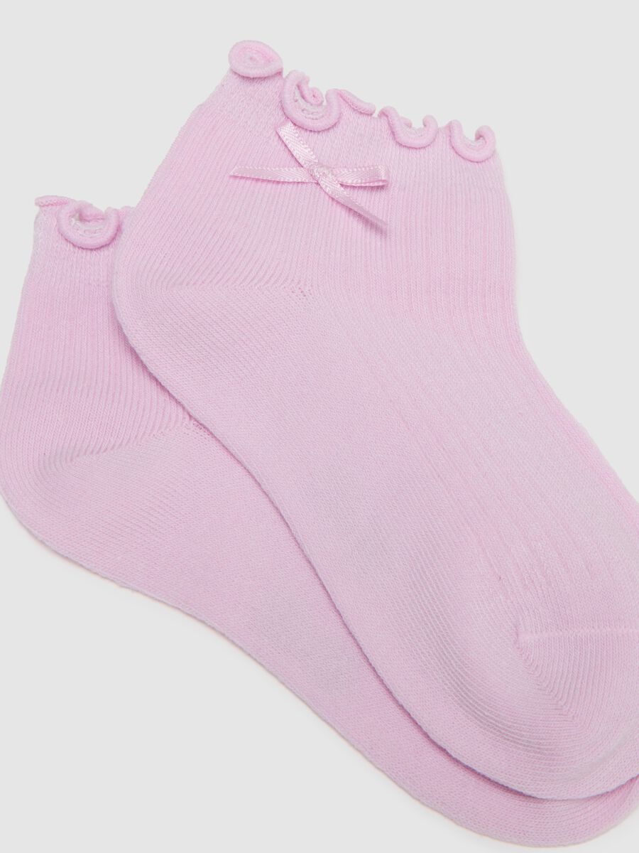 Tripack de meias multicolor de mistura de algod&atilde;o para menina com la&ccedil;o_2