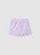 Shorts viola in puro cotone con fantasia floreale per bimba regular fit_1