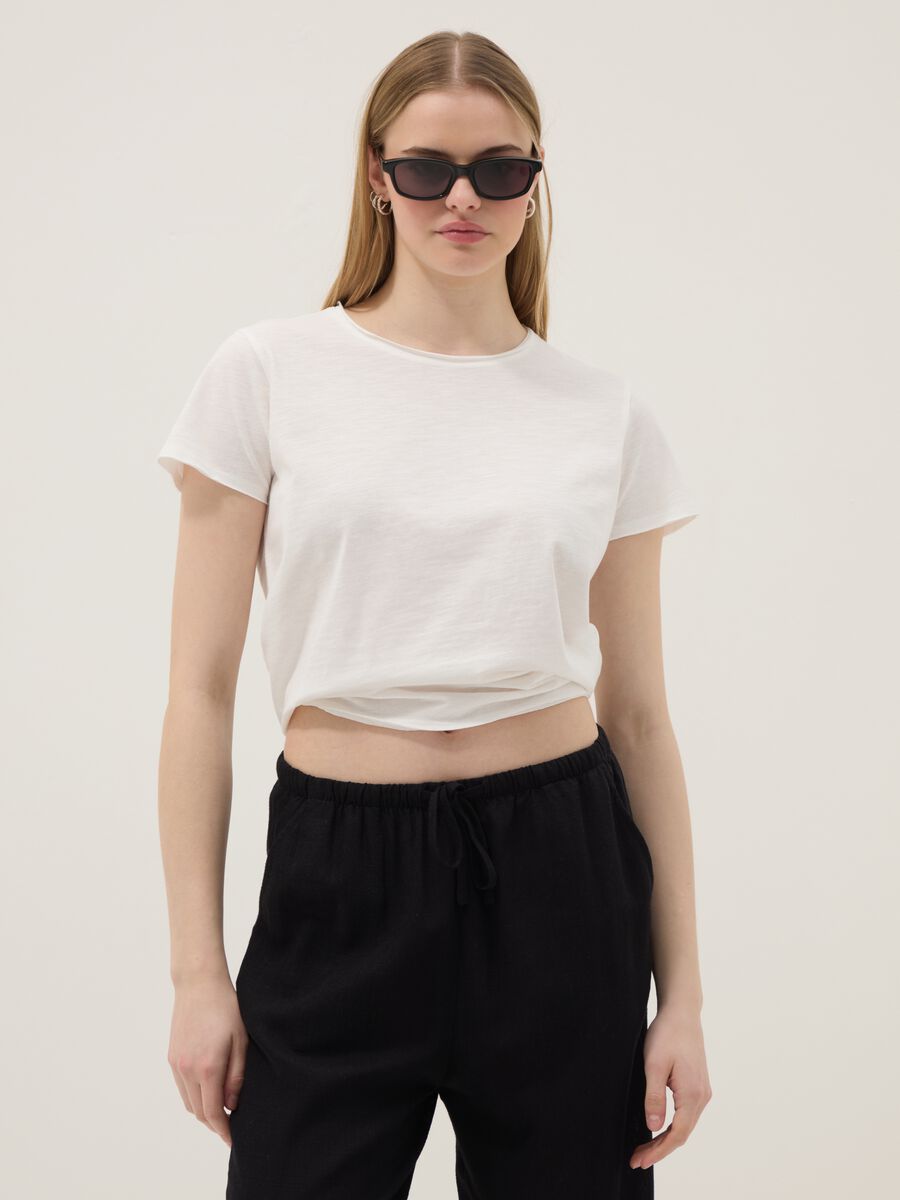 Wei&szlig;es Kurzarm-T-Shirt aus reiner Baumwolle, Regular Fit_1