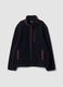 Blue regular-fit sherpa sweatshirt with crew neck and zip_0