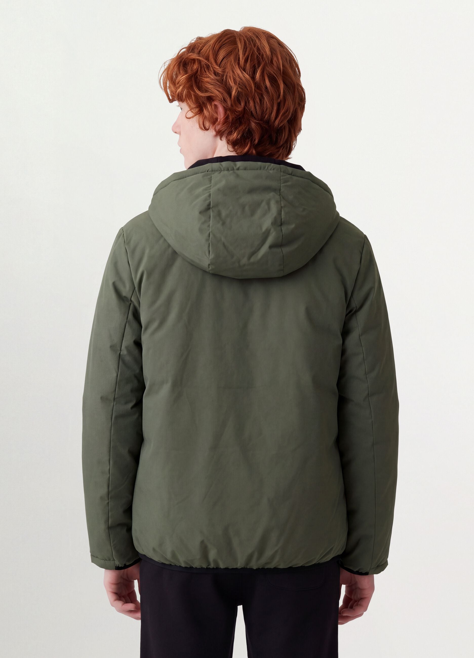 Casaco Ultralight revers&iacute;vel acolchoado com capuz em cinzento e verde
