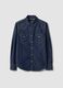 Dark blue pure cotton denim shirt, regular fit_0
